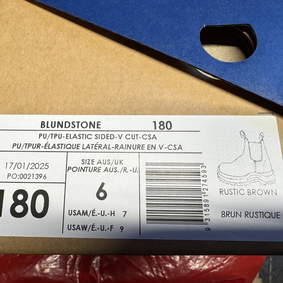 COPY BNIB Blundstone Work & Safety #180 Waxy Rustic Brown, AUS 6, Wmns 9 / Mns 7 - Picture 5 of 6